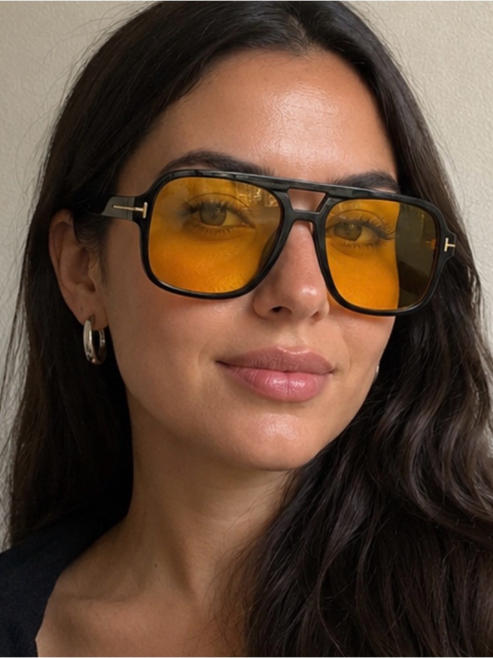 Black Oversized Yellow Tint Sunglasses 😎